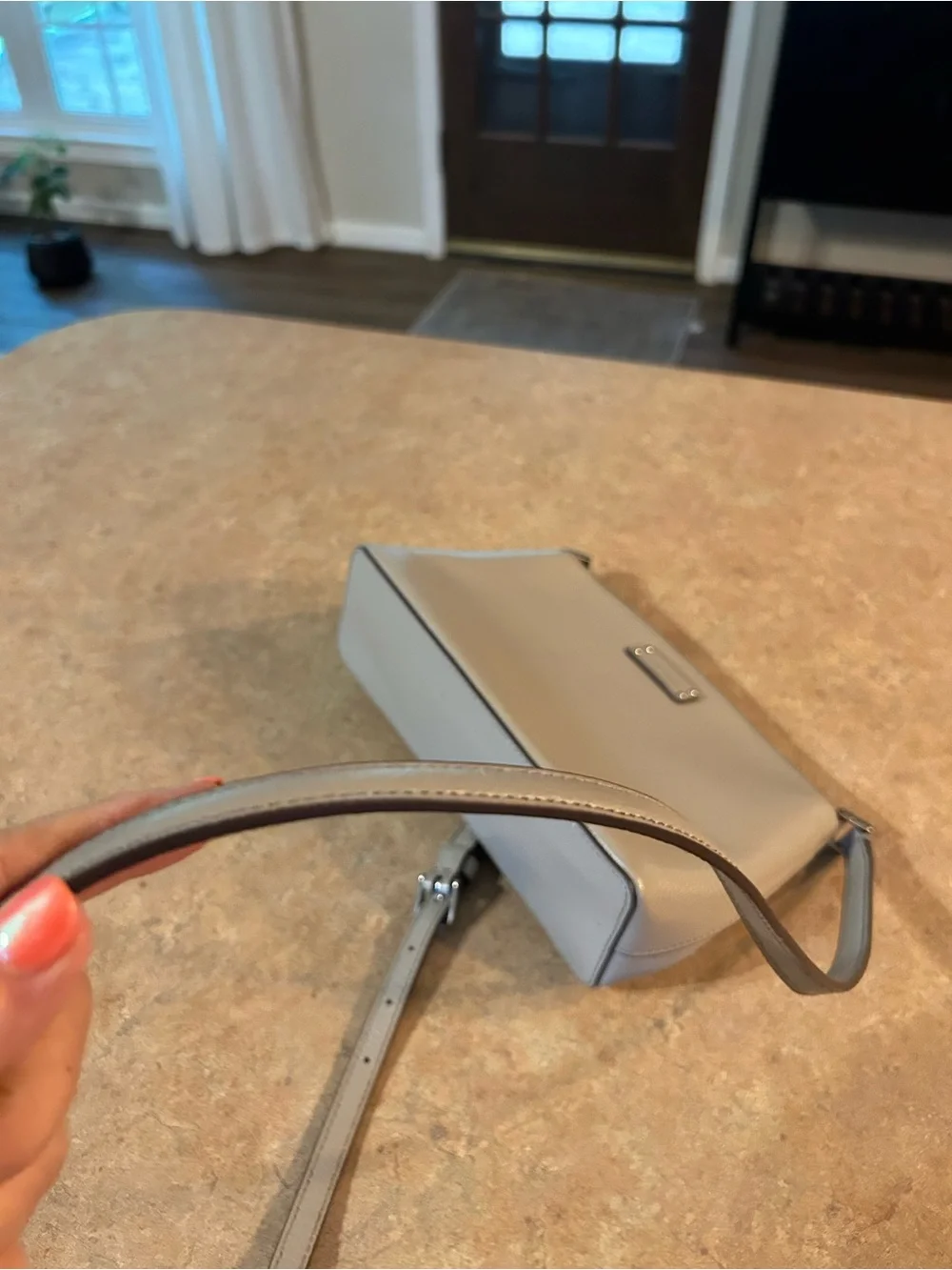 kate spade Light Gray Pebbled Leather Crossbody